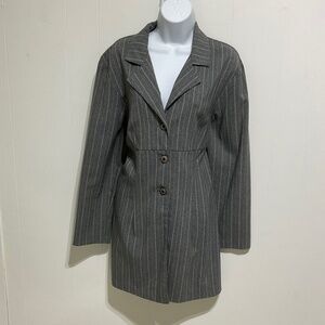 90's vintage USA I.S.B suits Long Gray stripped blazer size 16 Business Office